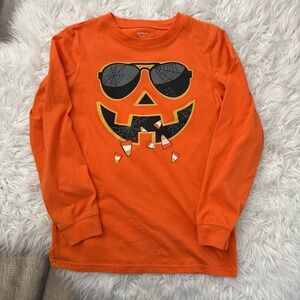 Carter's Vibrant Orange Kids Long Sleeve Shirt Pumpkin Jack O Lantern
